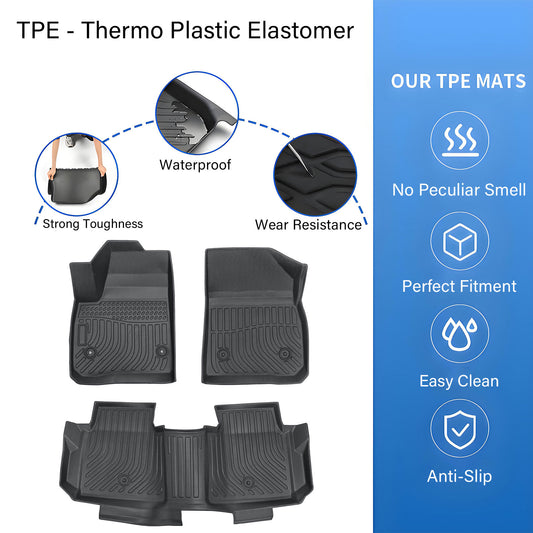 TPE Floor Mats Liner For 2017-2025 Cadillac XT5 4-Door Front-Rear All Weather