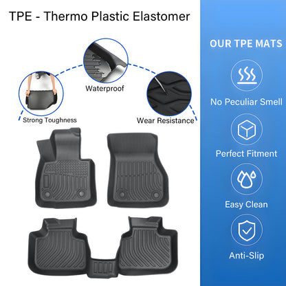 For 2016-2022 BMW X1 F48/ 2018-2022 X2 F39 TPE 1st+2nd Floor Mats Liners Black