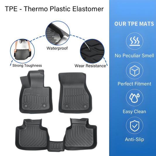 For 2016-2022 BMW X1 F48/ 2018-2022 X2 F39 TPE 1st+2nd Floor Mats Liners Black