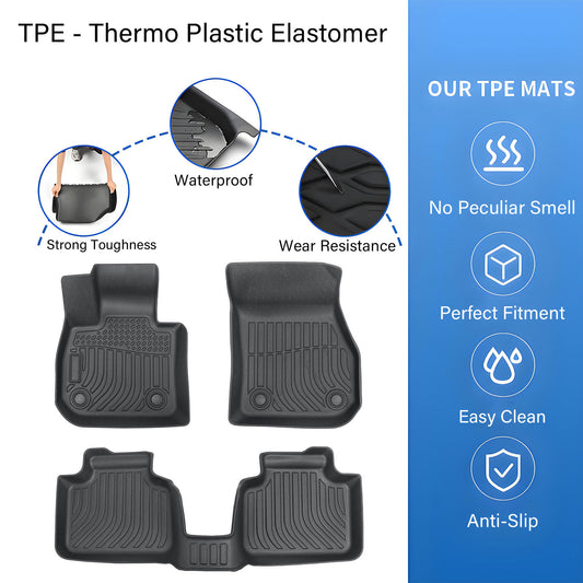For 2023 BMW X1 U11 Sport TPE Front & 2nd Row Floor Mats Liner Set All Weather