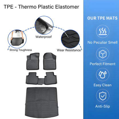3D TPE Floor Mats+Cargo Trunk Liner For 2020 2021 Volkswagen Atlas Cross Sport