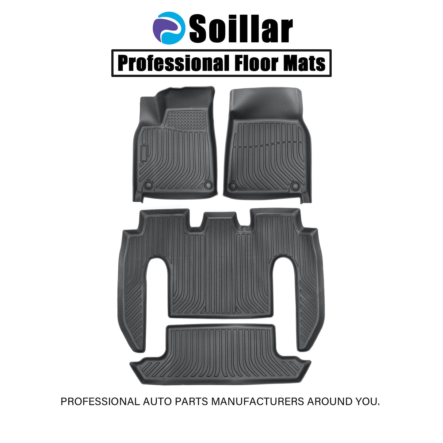 TPE Floor Mats For 2022-2025 Tesla Model X 6-Seats 3 Row Floor Liners Waterproof