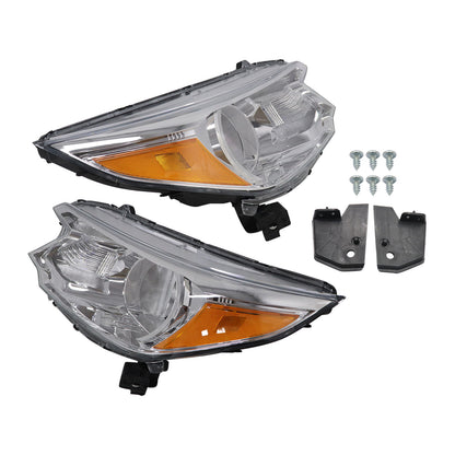 Chrome Halogen Headlights Assembly Pair For 2012 2013 2014 CRV CR-V Headlamp