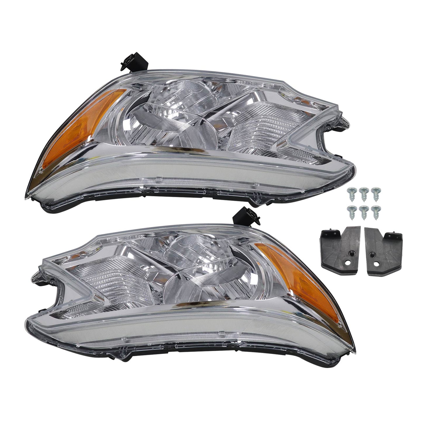 Chrome Halogen Headlights Assembly Pair For 2012 2013 2014 CRV CR-V Headlamp