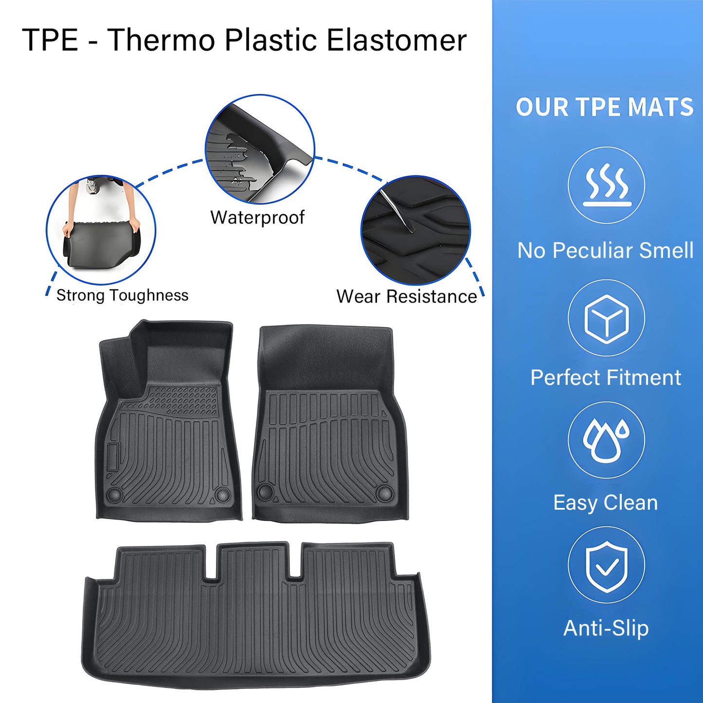 Floor Mats Liner For 2021-2025 Tesla Model S 4-Door Front-Rear All Weather TPE