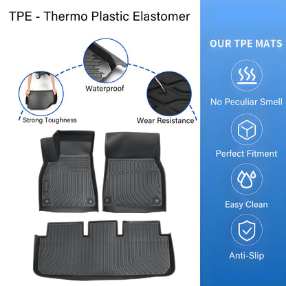 Floor Mats Liner For 2021-2025 Tesla Model S 4-Door Front-Rear All Weather TPE