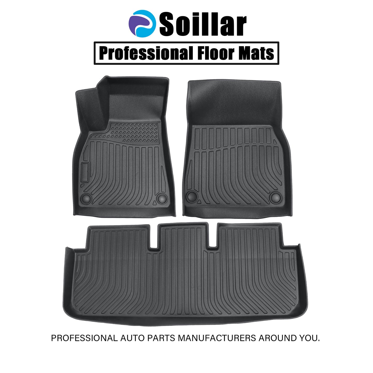 Floor Mats Liner For 2021-2025 Tesla Model S 4-Door Front-Rear All Weather TPE
