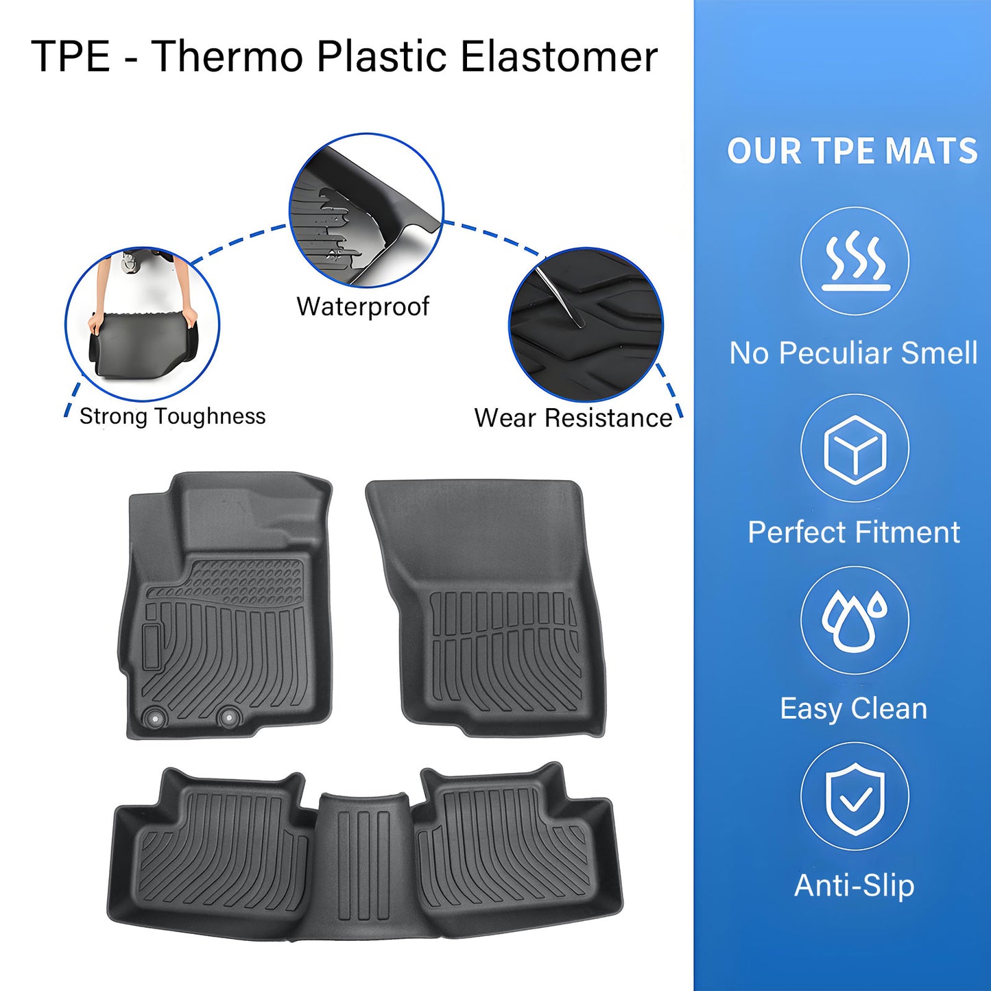 Floor Mats Liner For 2011-2024 Mitsubishi Outlander Sport 4-Door All Weather TPE