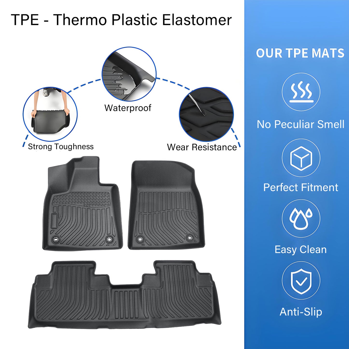Floor Mats Liner For 2016 2017 2018 2019 2020 2021 2022 Lexus RX350L/450hL TPE