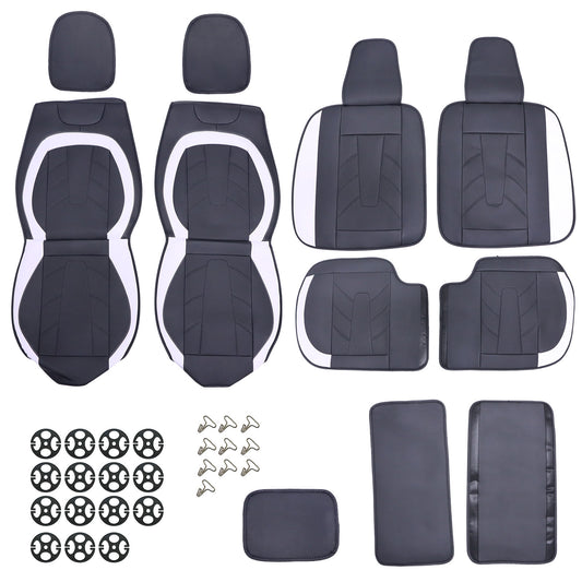 PU Leather 5 Seat Covers Full Set Front & Rear Cushion For Toyota Deluxe Car