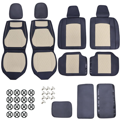 For 2009-2023 Dodge Ram Car Seat Cover Protector Full Set 5-Seat Black&Beige