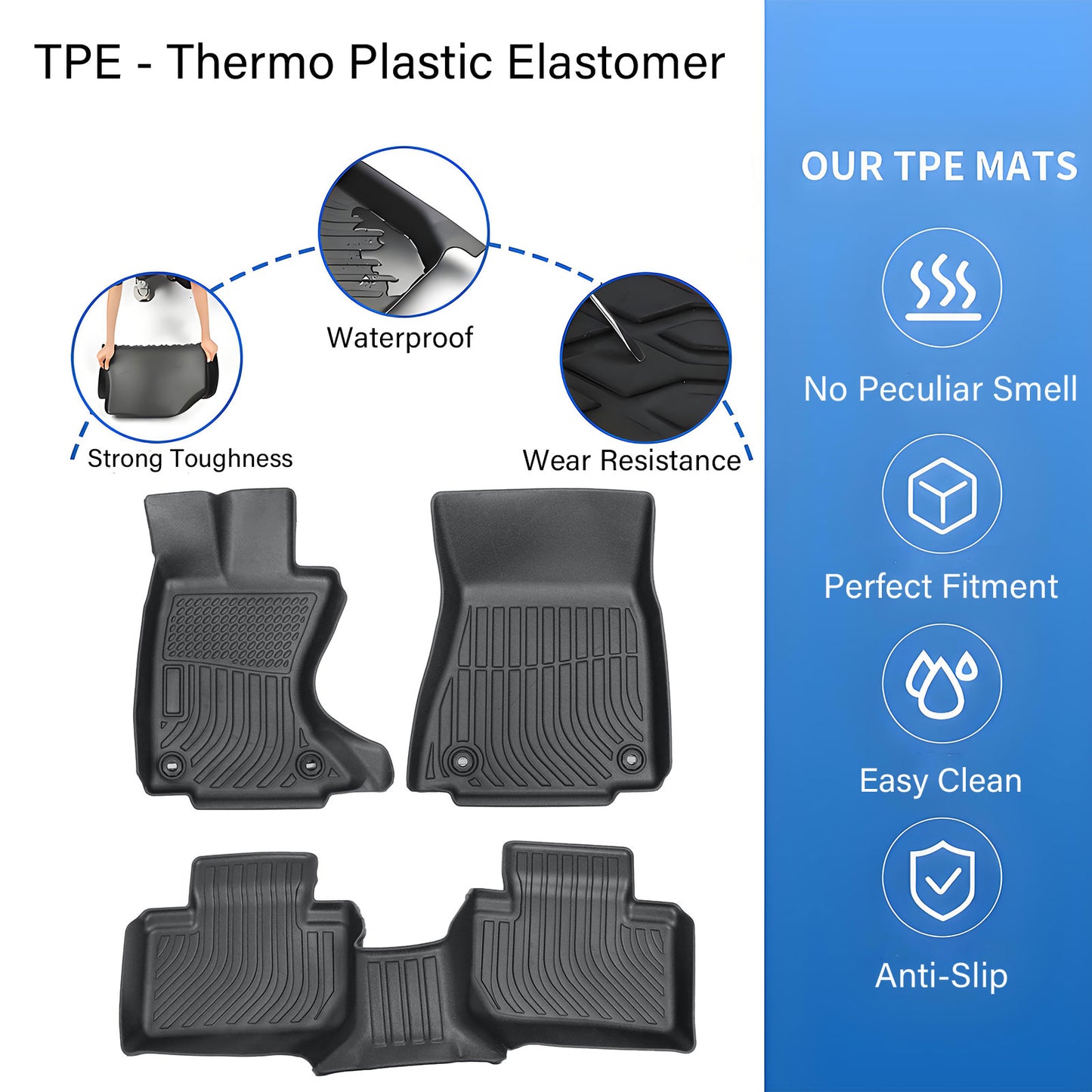 Floor Mats Liners Fits 2014-2022 Lexus IS350 IS250 IS300 AWD 3D All Weather TPE
