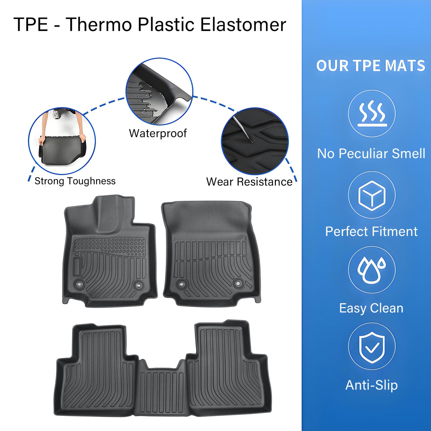 TPE Floor Mats Liner 3D Model For 2022 2023 2024 2025 Lexus NX350h NX450h+ Black