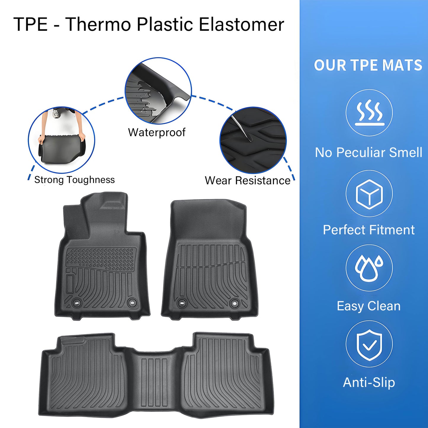 Fits 2019-2025 Lexus ES300h ES350 5-Passengers TPE Floor Mats Liner Replacement