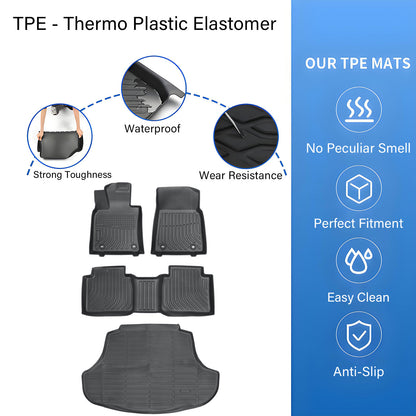 TPE Floor Mats Liner & Rear Cargo Trunk Liner For 2019-2024 Lexus ES350 / ES300h