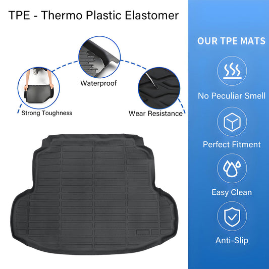 TPE Rear Cargo Trunk Liner Floor Mat For 2016-2021 Honda Civic Sedan Waterproof