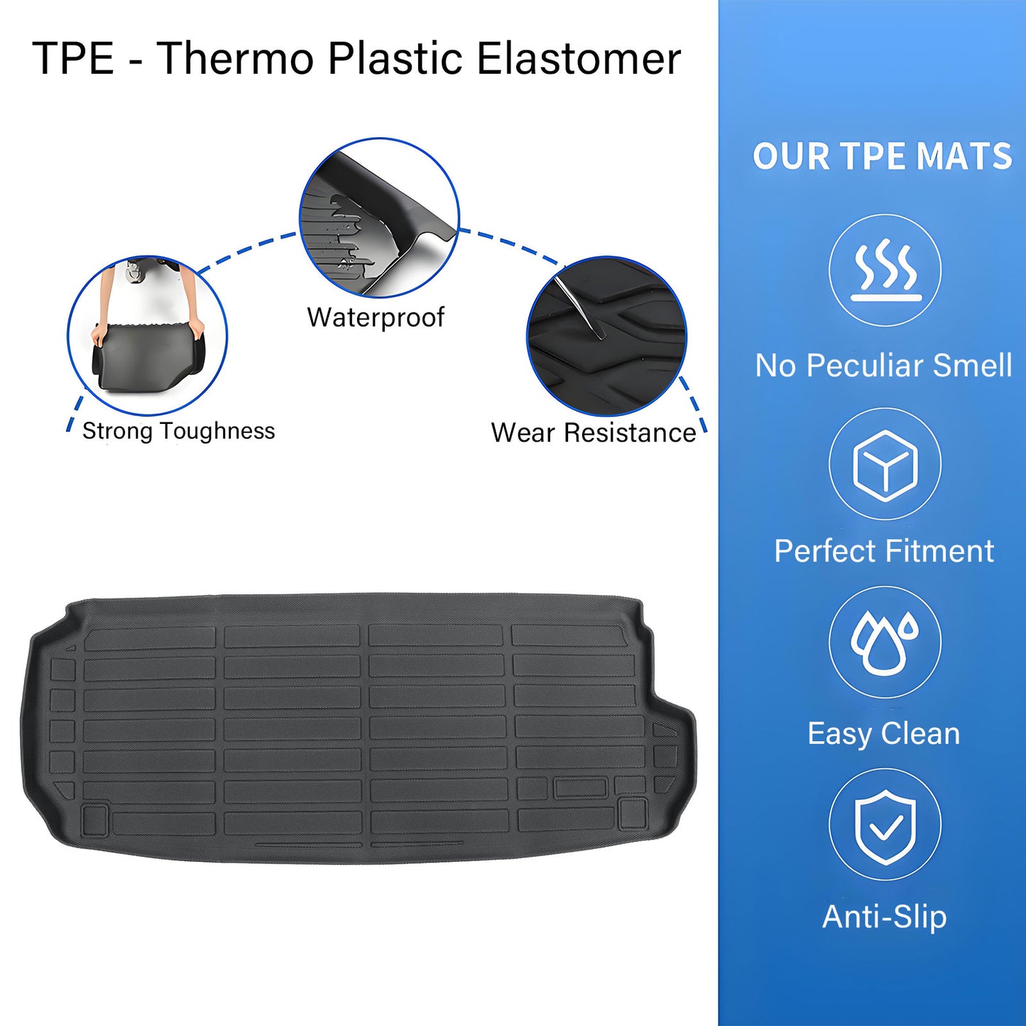 TPE Rear Trunk Cargo Liners Floor Mat For 2016-2025 Audi Q7 Sport Waterproof 3D