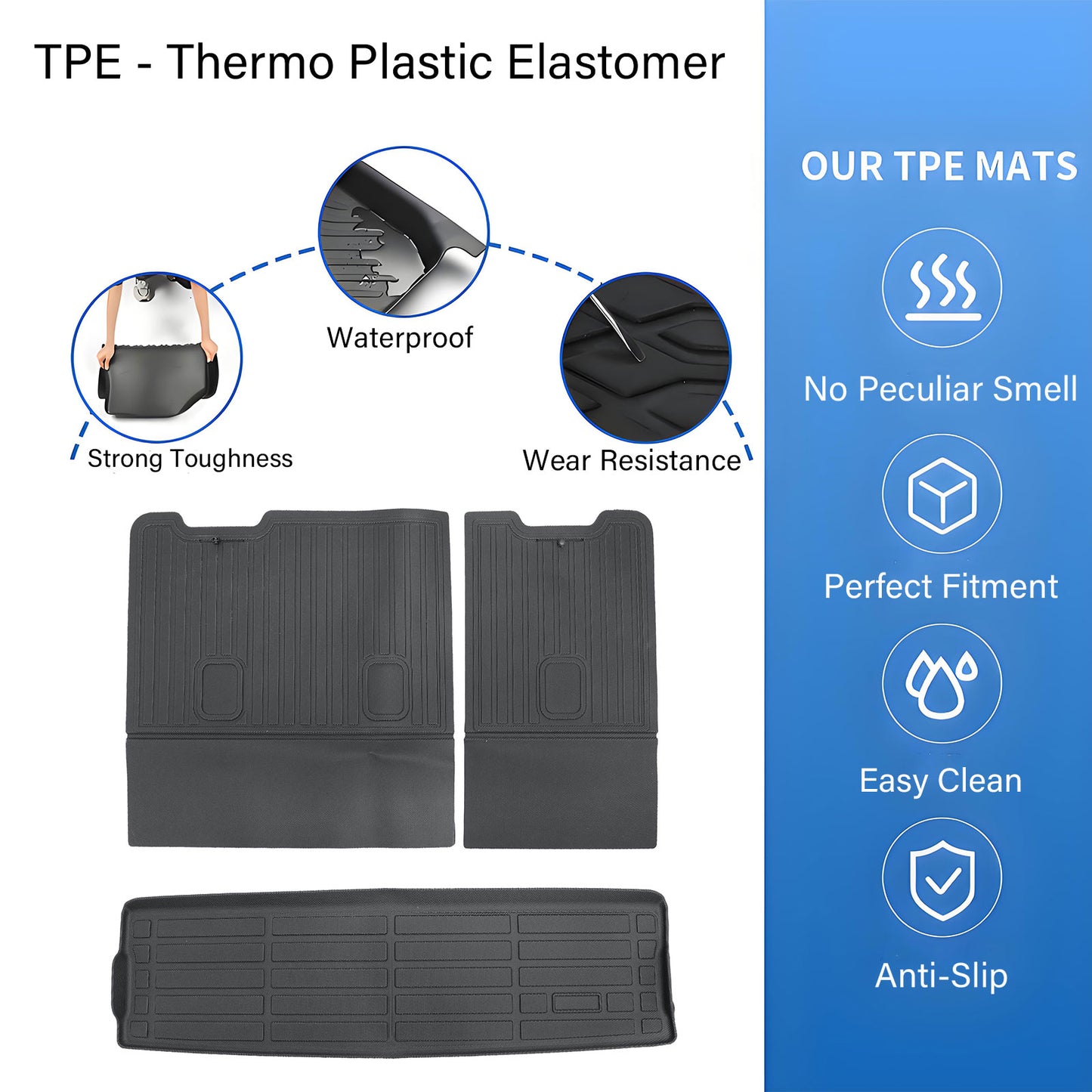 Backrest Mats & Trunk Cargo Liners For 2015-2020 Chevy Tahoe/GMC Yukon TPE 3Pcs