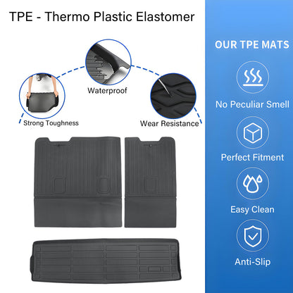 Backrest Mats & Trunk Cargo Liners For 2015-2020 Chevy Tahoe/GMC Yukon TPE 3Pcs
