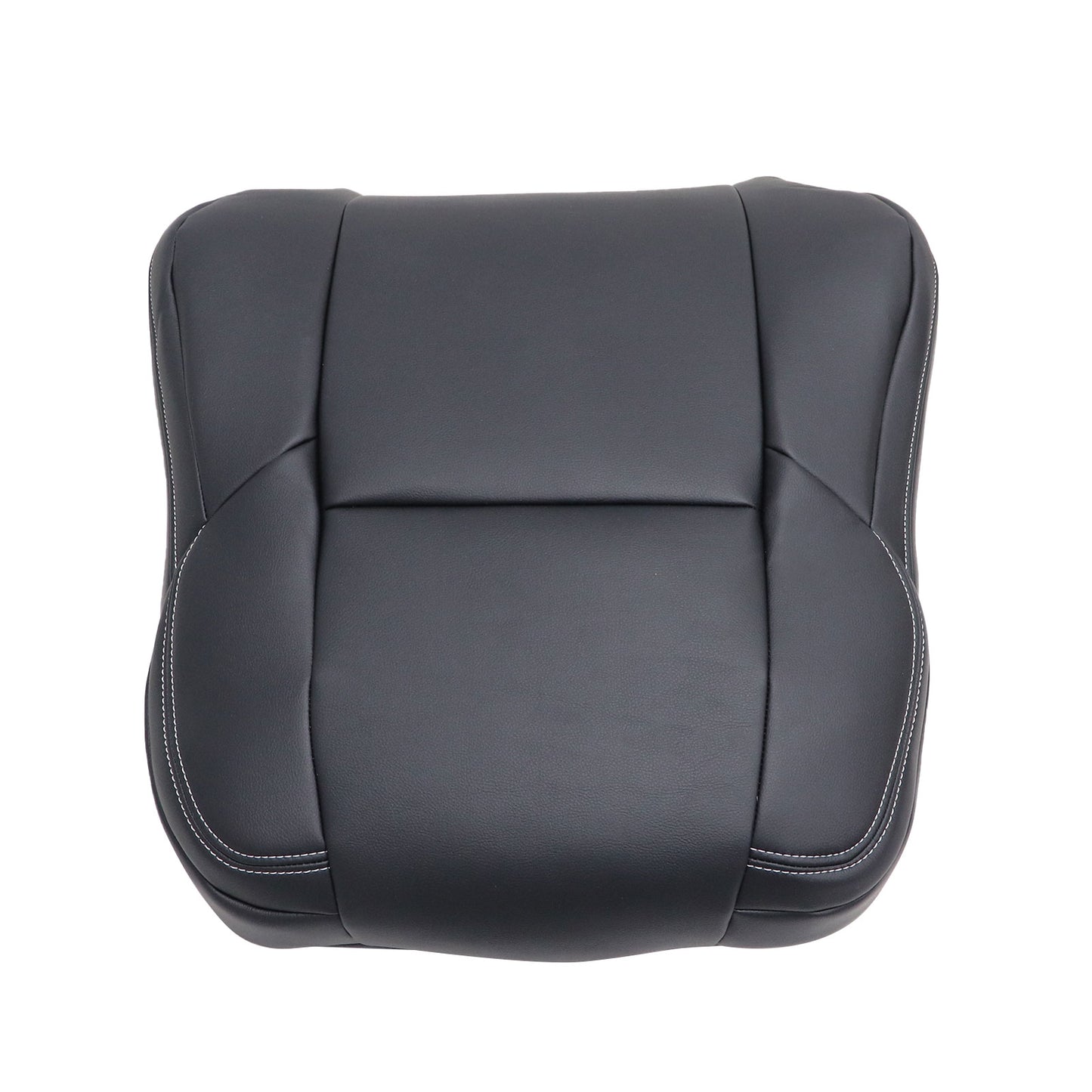 Fits 2013-2018 Toyota RAV4 Driver Top Leather Seat Cover Black W/ White Stitch