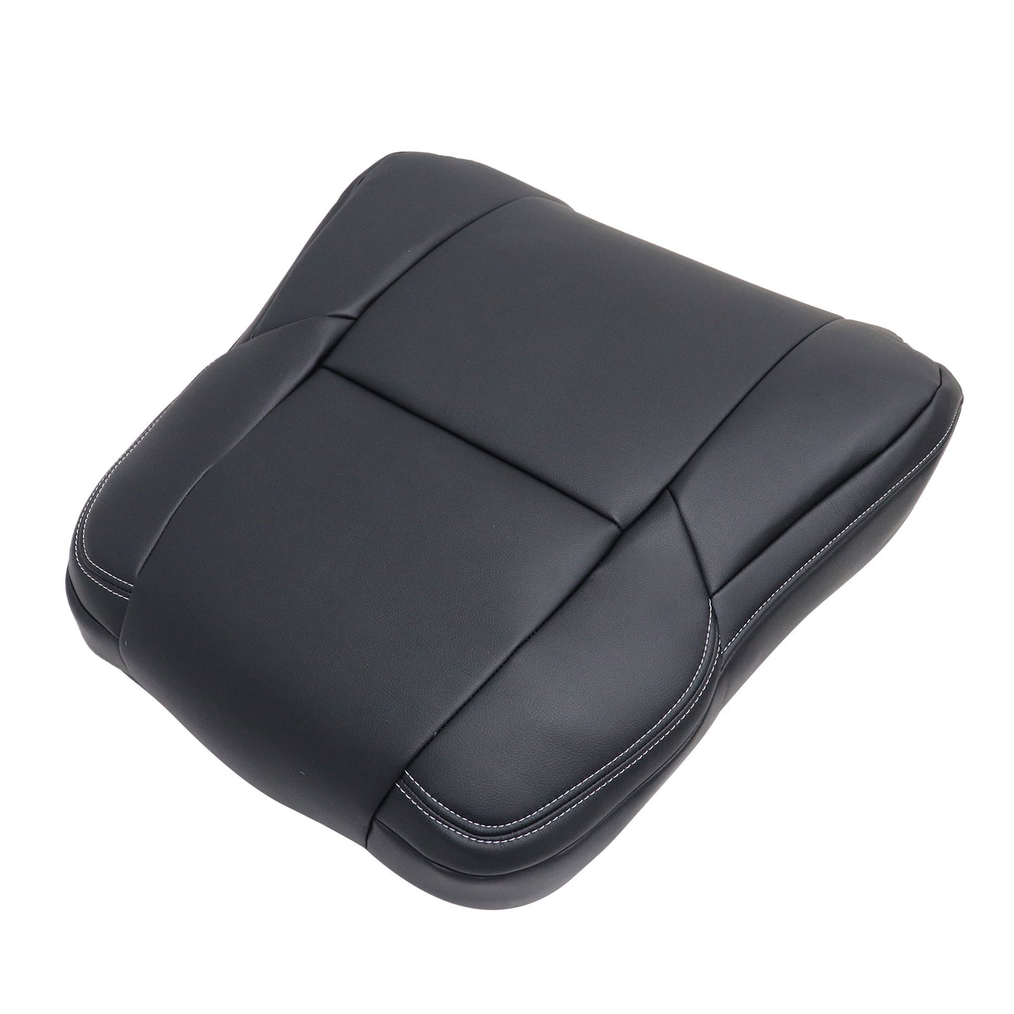 Fits 2013-2018 Toyota RAV4 Driver Top Leather Seat Cover Black W/ White Stitch