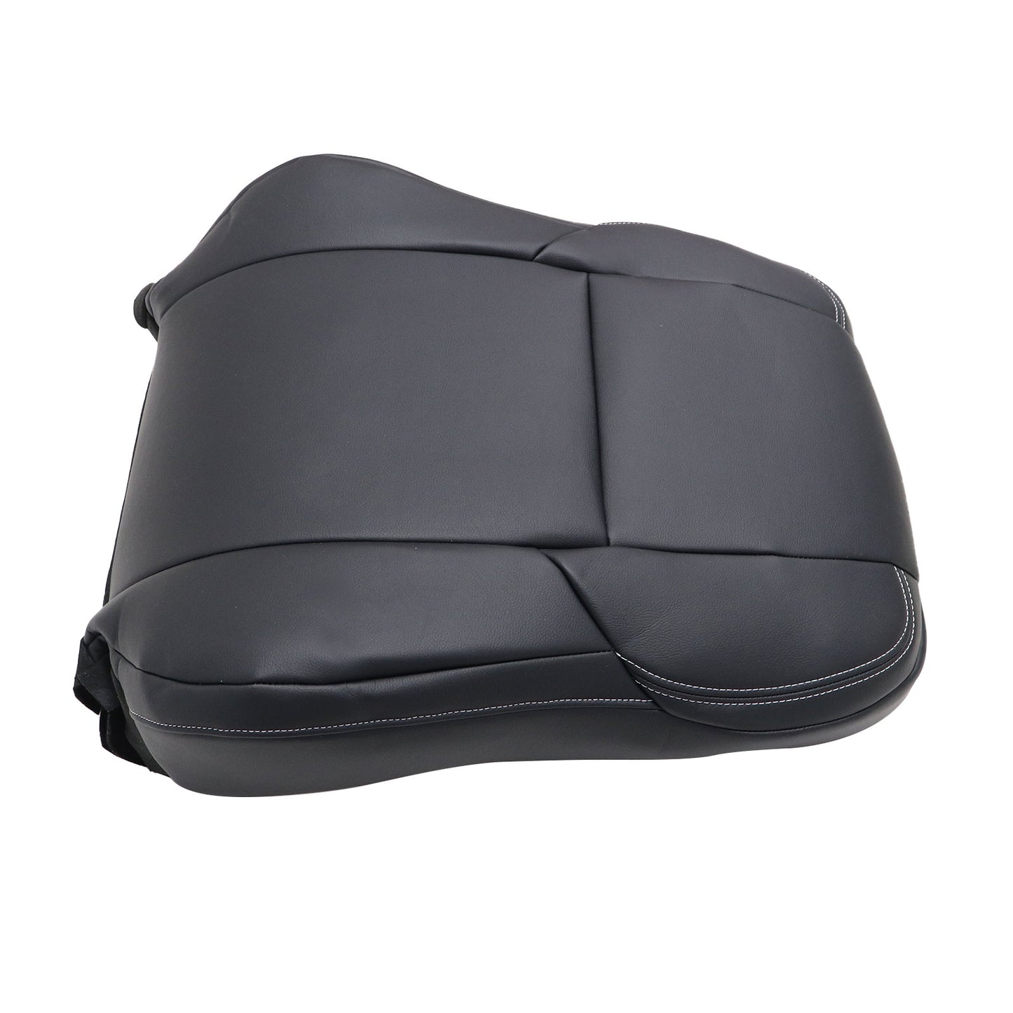 Fits 2013-2018 Toyota RAV4 Driver Top Leather Seat Cover Black W/ White Stitch