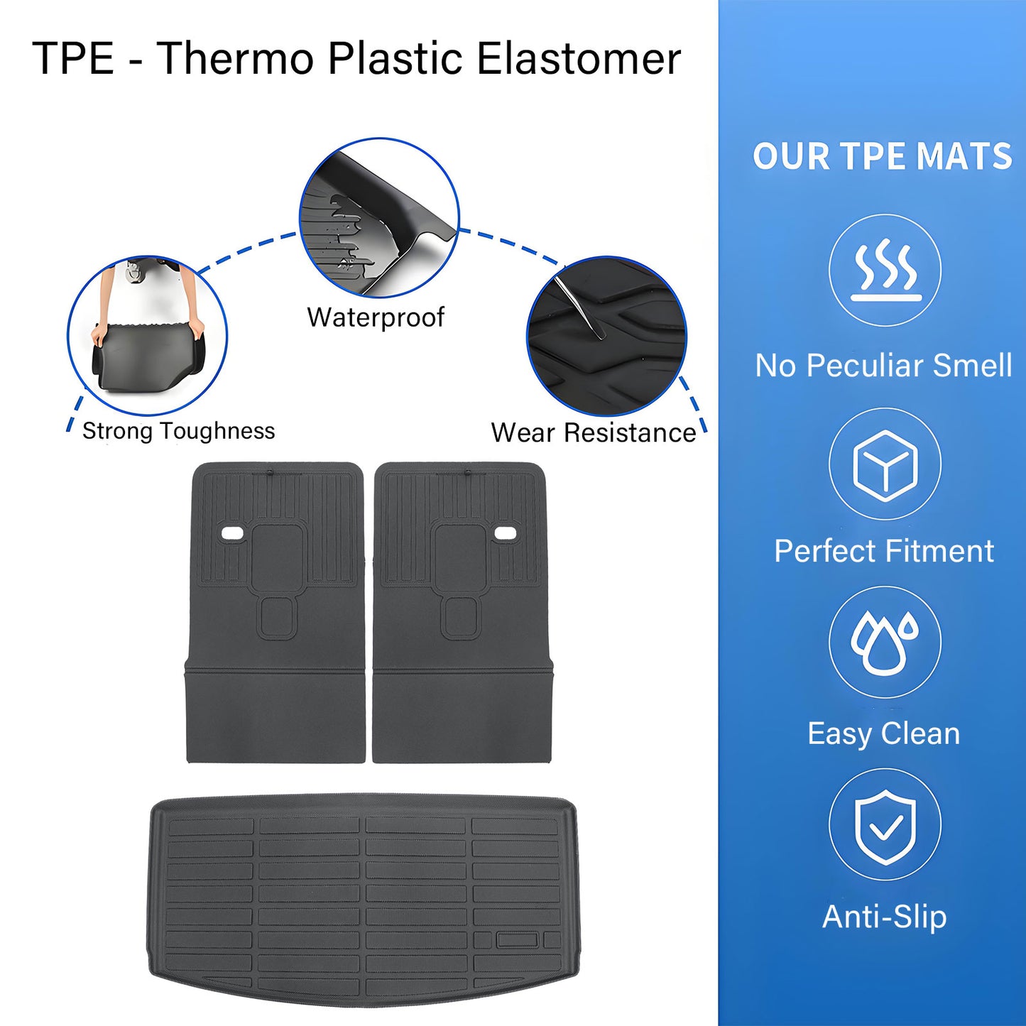 3D TPE Trunk Cargo Liner & Backrest Mats Set For 2021-2025 Jeep Grand Cherokee L