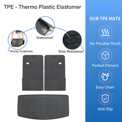 3D TPE Trunk Cargo Liner & Backrest Mats Set For 2021-2025 Jeep Grand Cherokee L