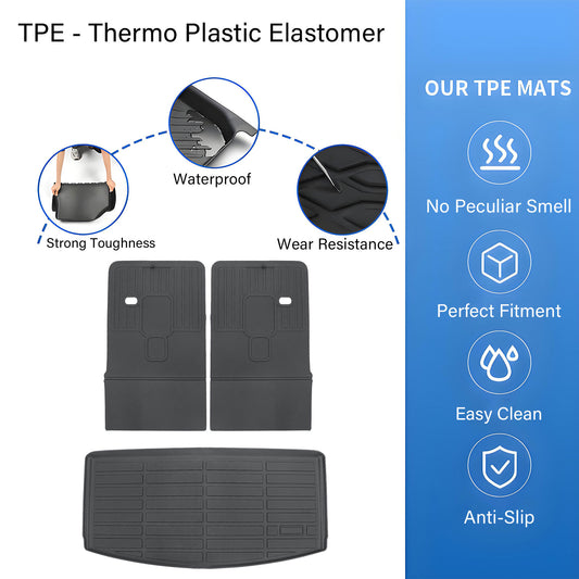 3D TPE Trunk Cargo Liner & Backrest Mats Set For 2021-2025 Jeep Grand Cherokee L