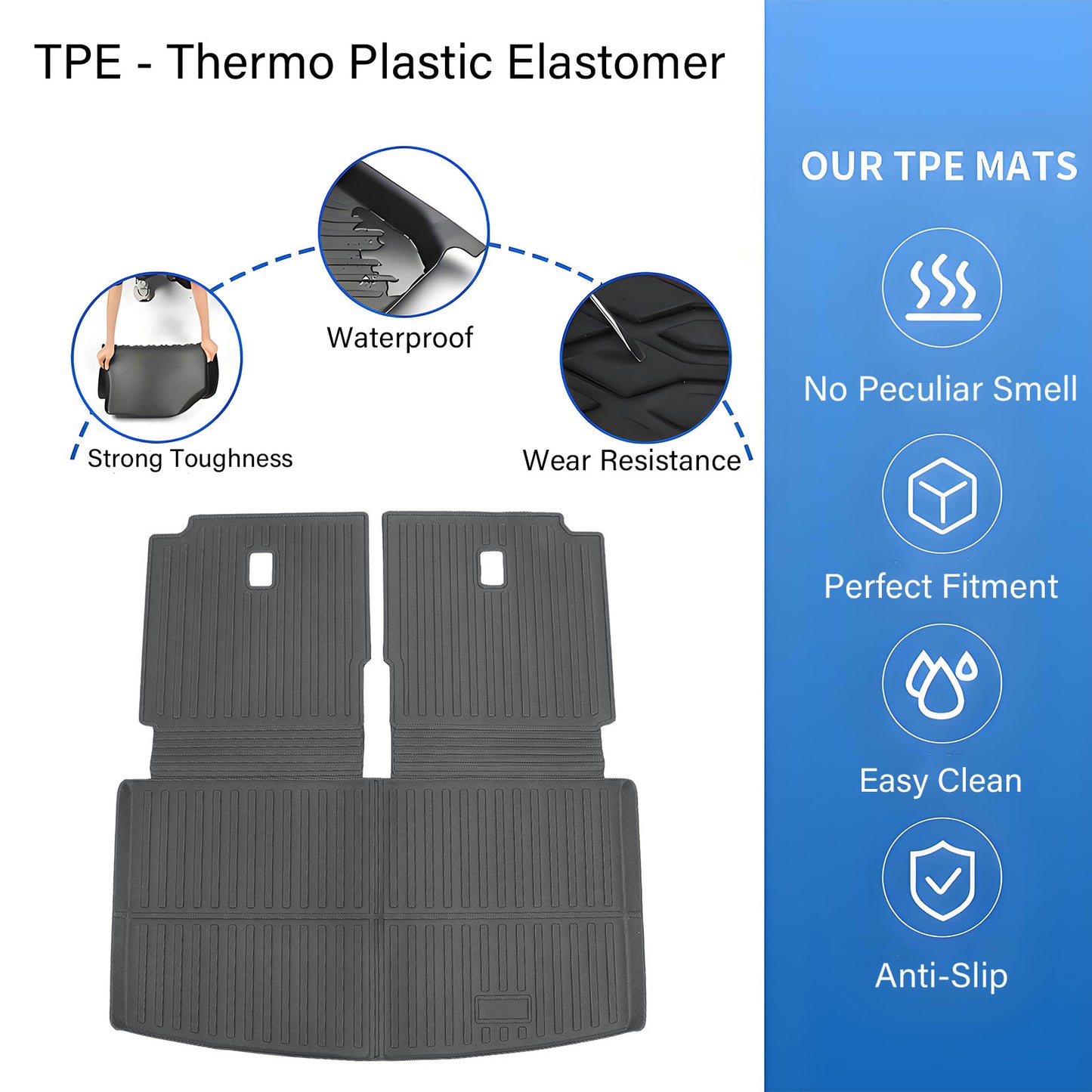 Rear Backrest Mats Seatback Trunk Cargo Liner For 2018-25 Volkswagen Atlas TPE