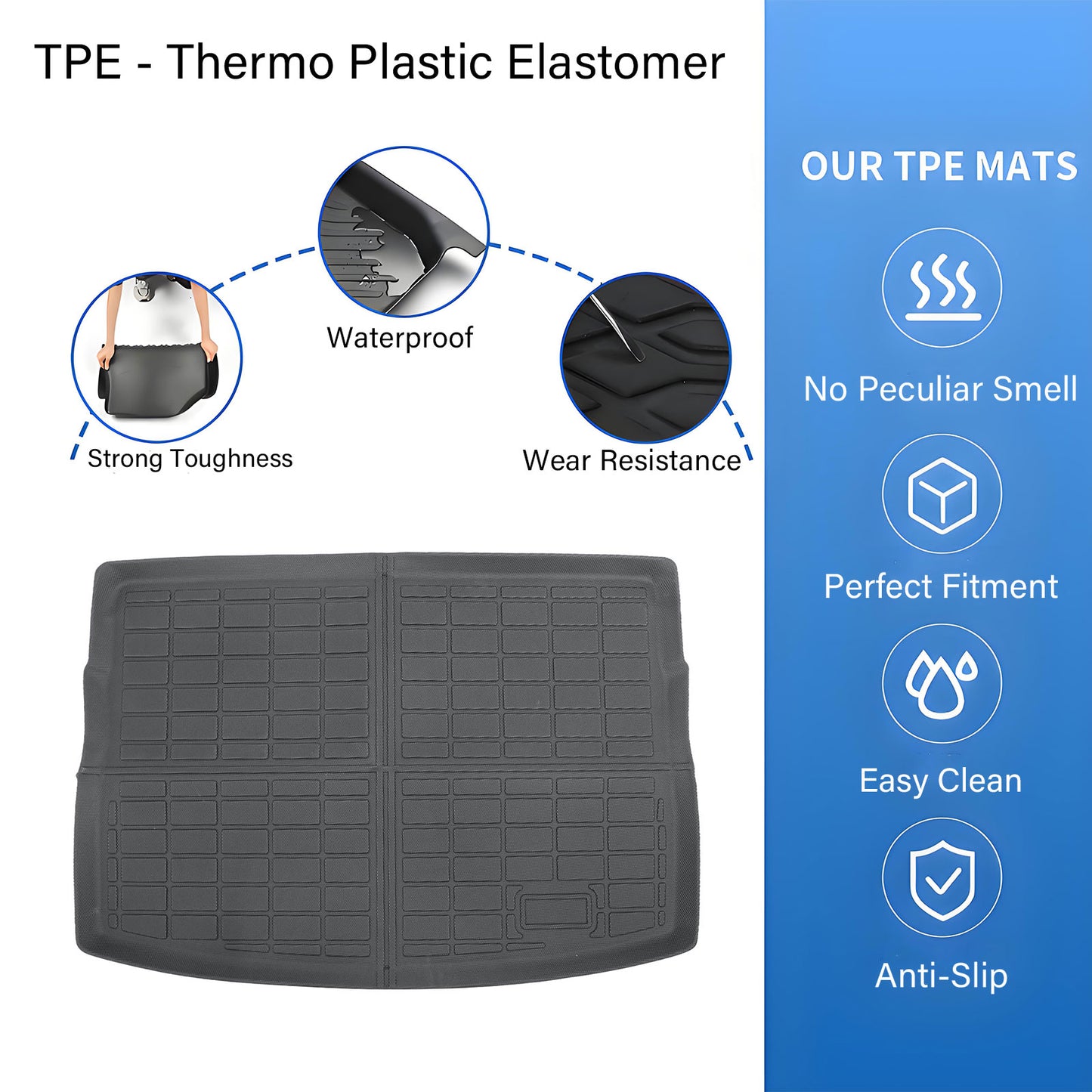 TPE Rear Cargo Trunk Liner Cover Floor Mat For 2015-2021 VW Golf Mk7 Waterproof