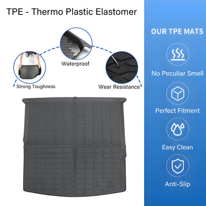 3D TPE Cargo Trunk Liner Floor Mats For 2018 2019 Volkswagen Tiguan Waterproof