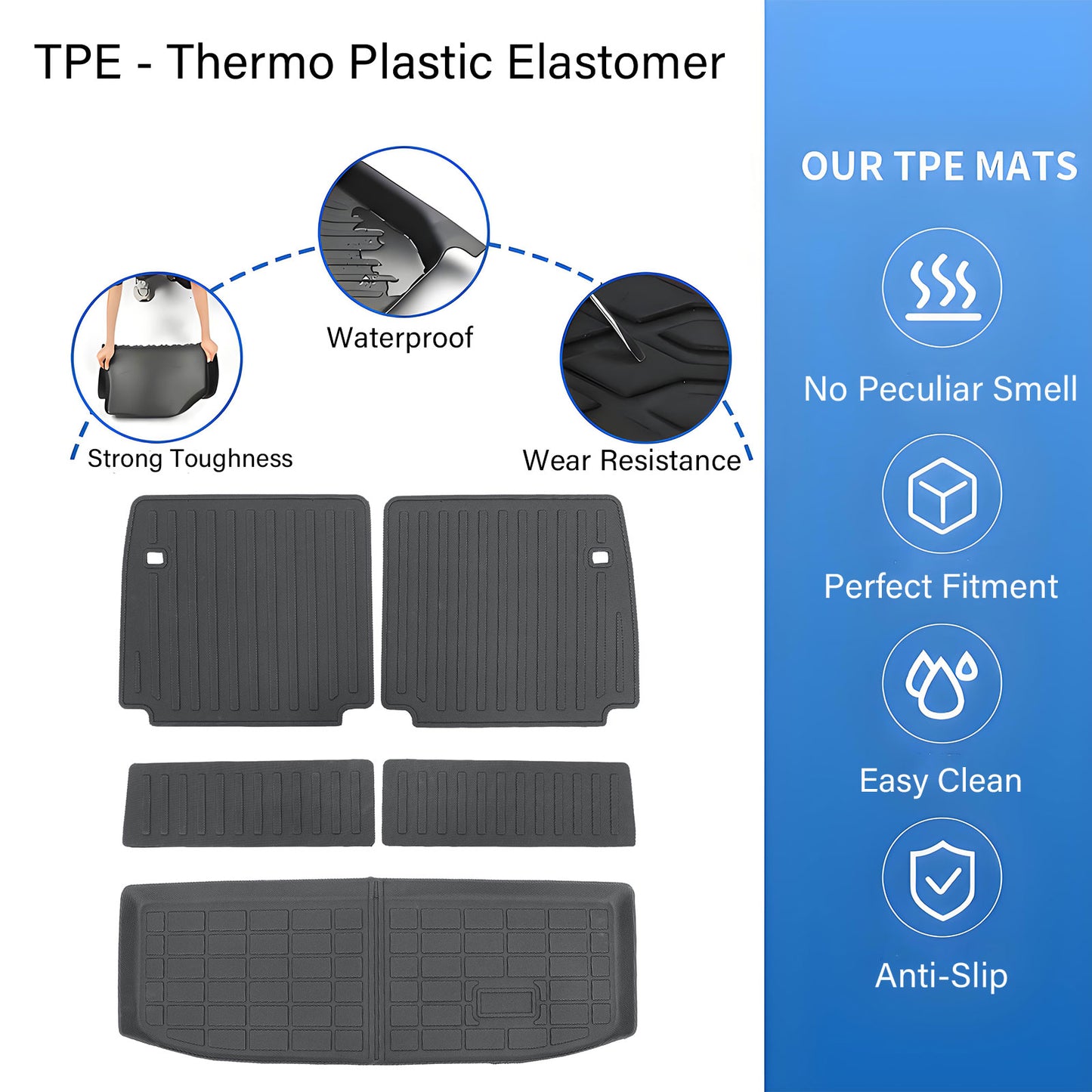 3D TPE Backrest Mats+Cargo Trunk Liner For 2022 2023 Mitsubishi Outlander Black
