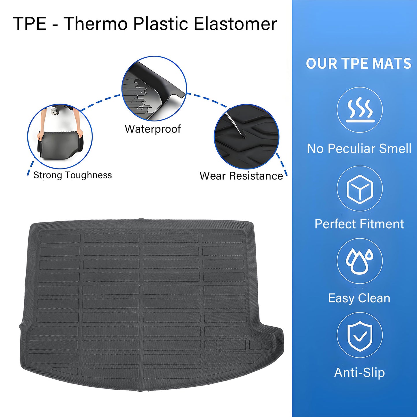 TPE Cargo Trunk Liner Floor Mat For 2017-2024 Mini Cooper Countryman Waterproof