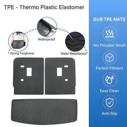 Backrest Mats & Trunk Cargo Liners For 2017-2023 GMC Acadia 4-Door TPE New Black