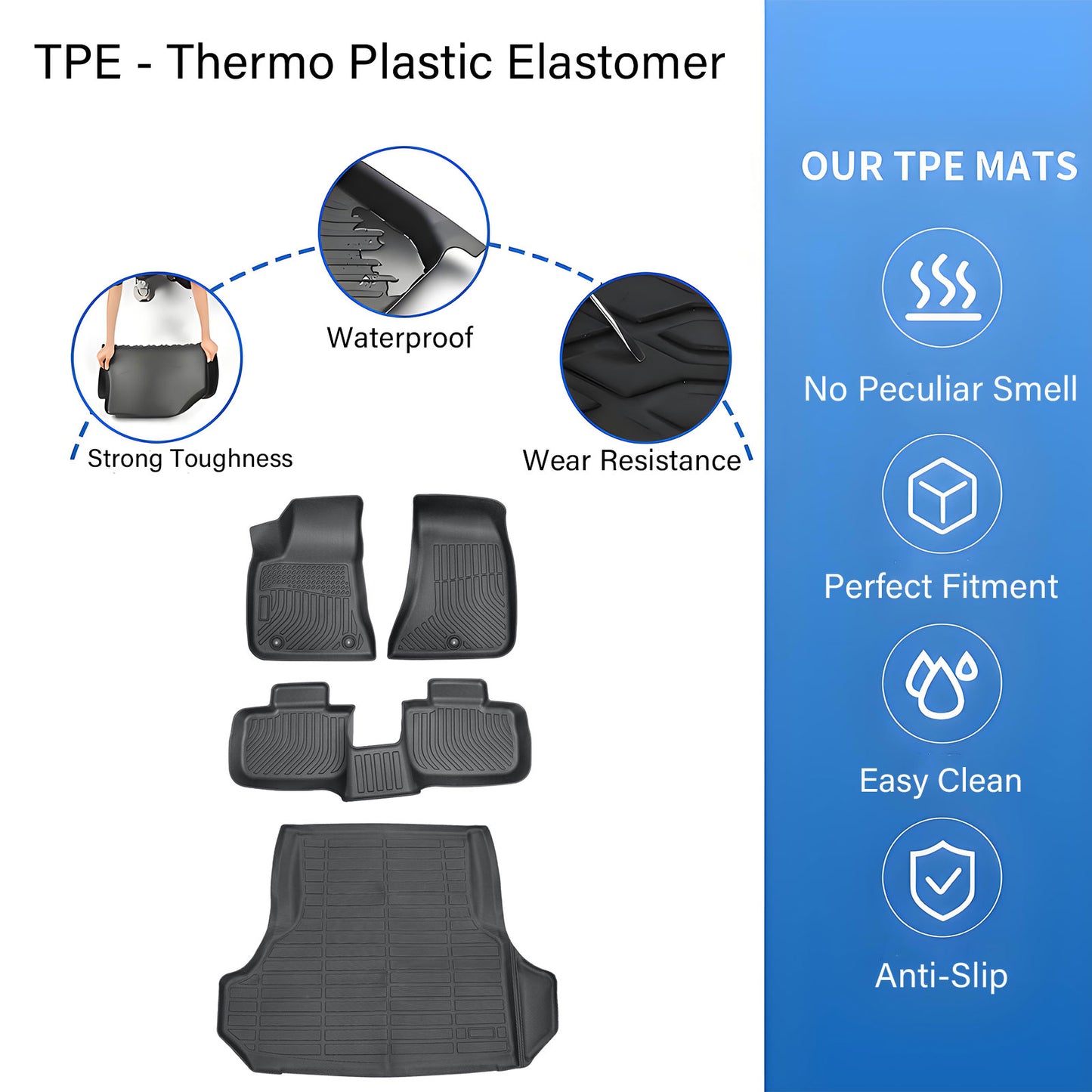 Floor Mats Trunk?Cargo Liners TPE For 2011-2023 Chrysler 300/Dodge Charger RWD