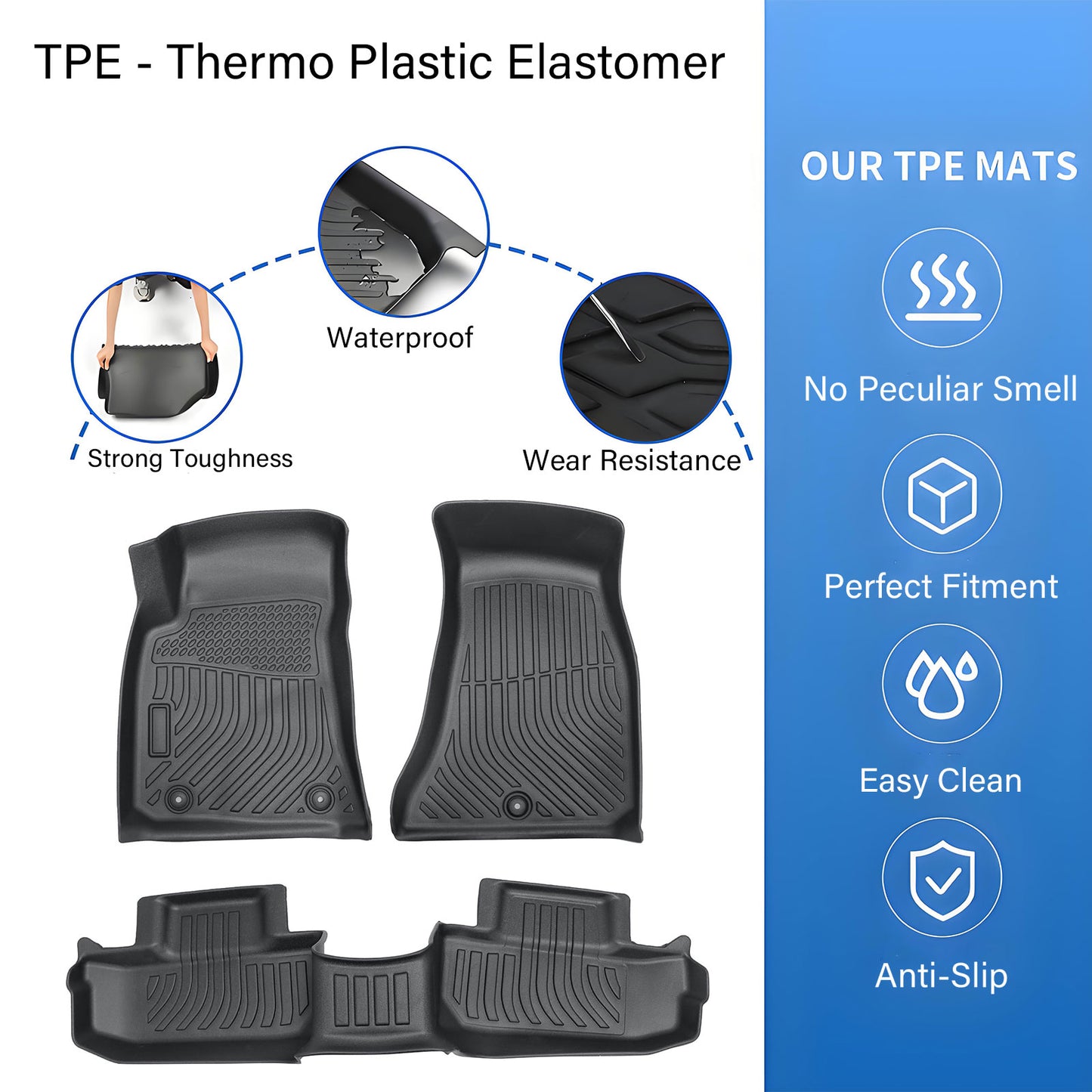 Fits 2011 2012 2013 2014 Dodge Challenger RWD TPE 3D Front+2nd Floor Mats Liner