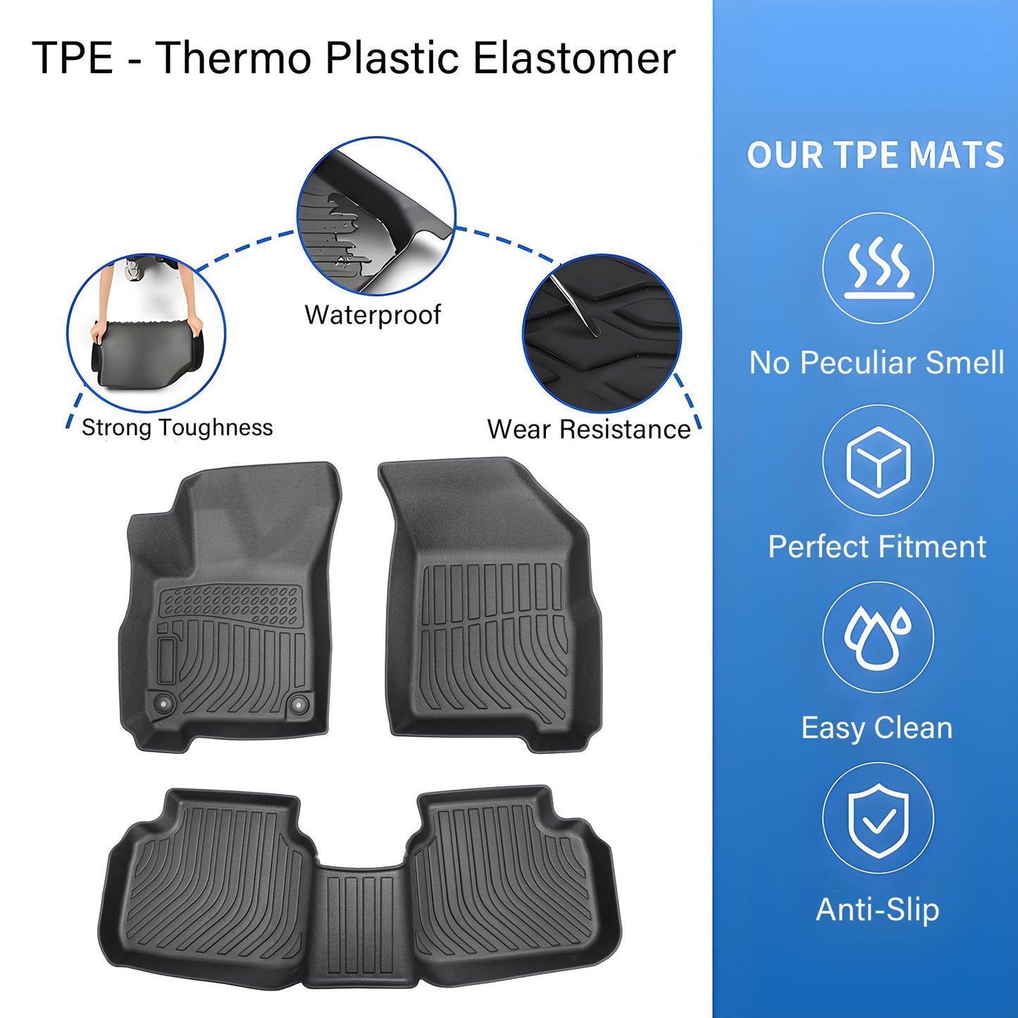 Floor Mats Liner For 2011-2020 Dodge Journey 4-Door Front-Rear All Weather TPE