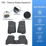 TPE Floor Mats Liner Fits 2020-2025 Jeep Gladiator 5-Passenger Protection Black