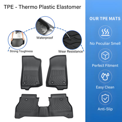 TPE Floor Mats Liner Fits 2020-2025 Jeep Gladiator 5-Passenger Protection Black