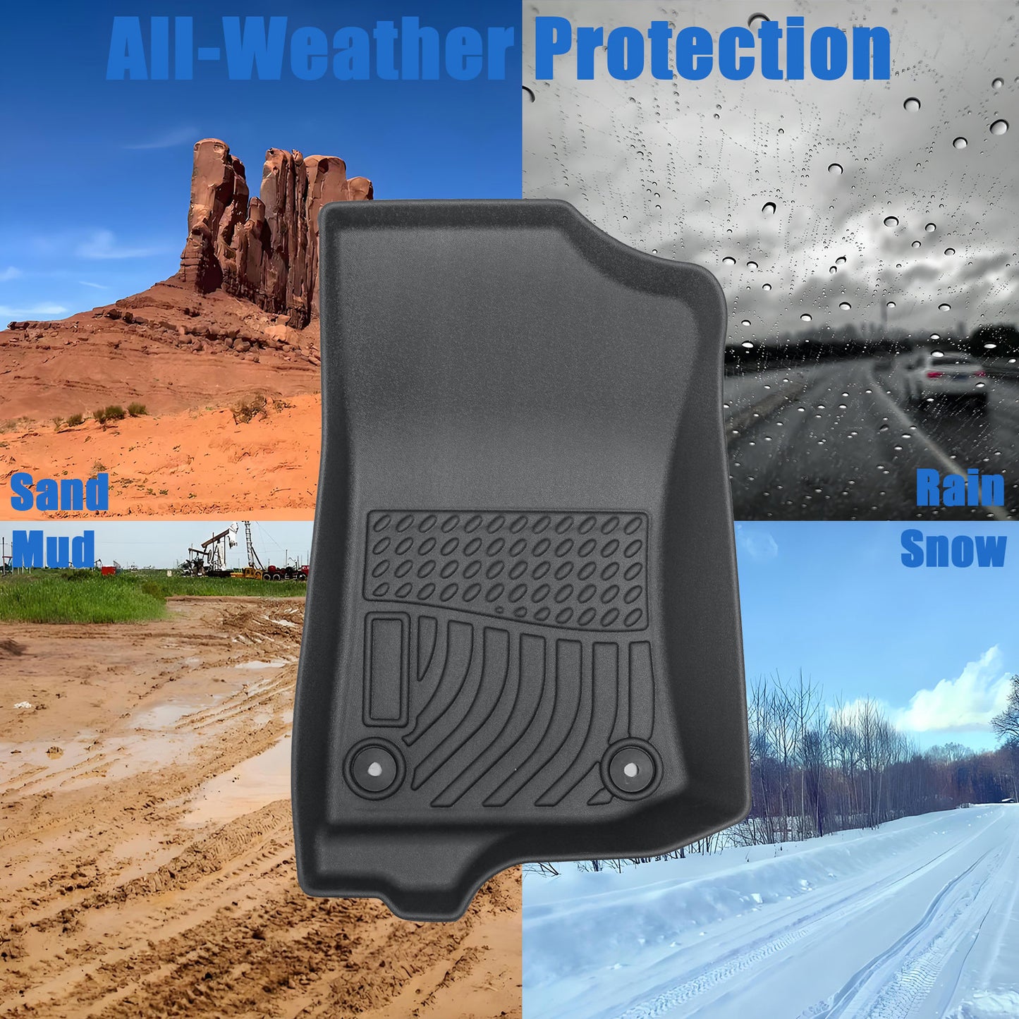 TPE Floor Mats Liner Fits 2020-2025 Jeep Gladiator 5-Passenger Protection Black