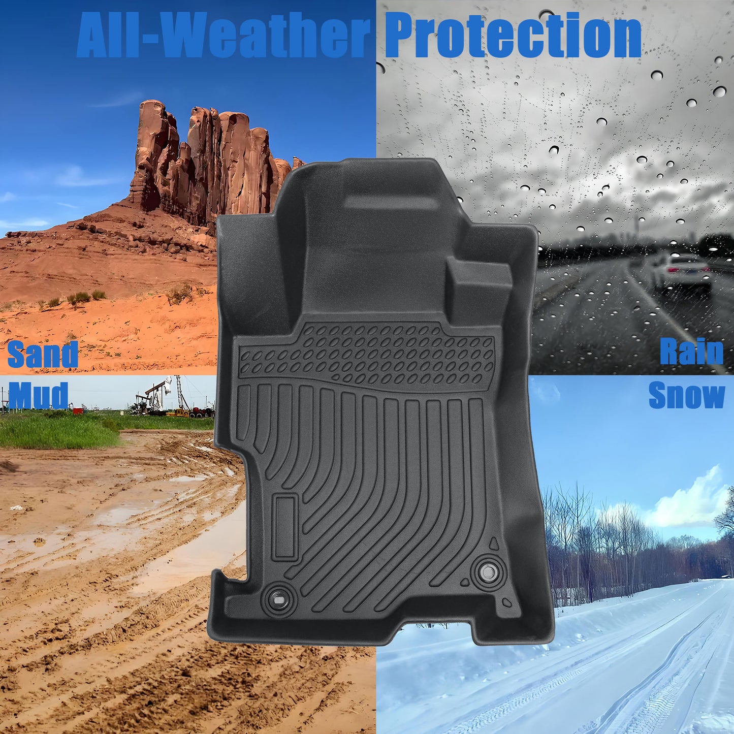 Floor Mats Liner Full Set For 2008-2012 Honda Accord Sedan 4Door All Weather TPE
