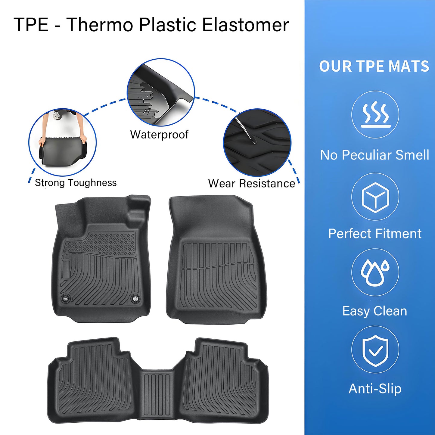 Floor Mats Liner For 2023-2025 Honda Accord 4-Door Front-Rear All Weather TPE