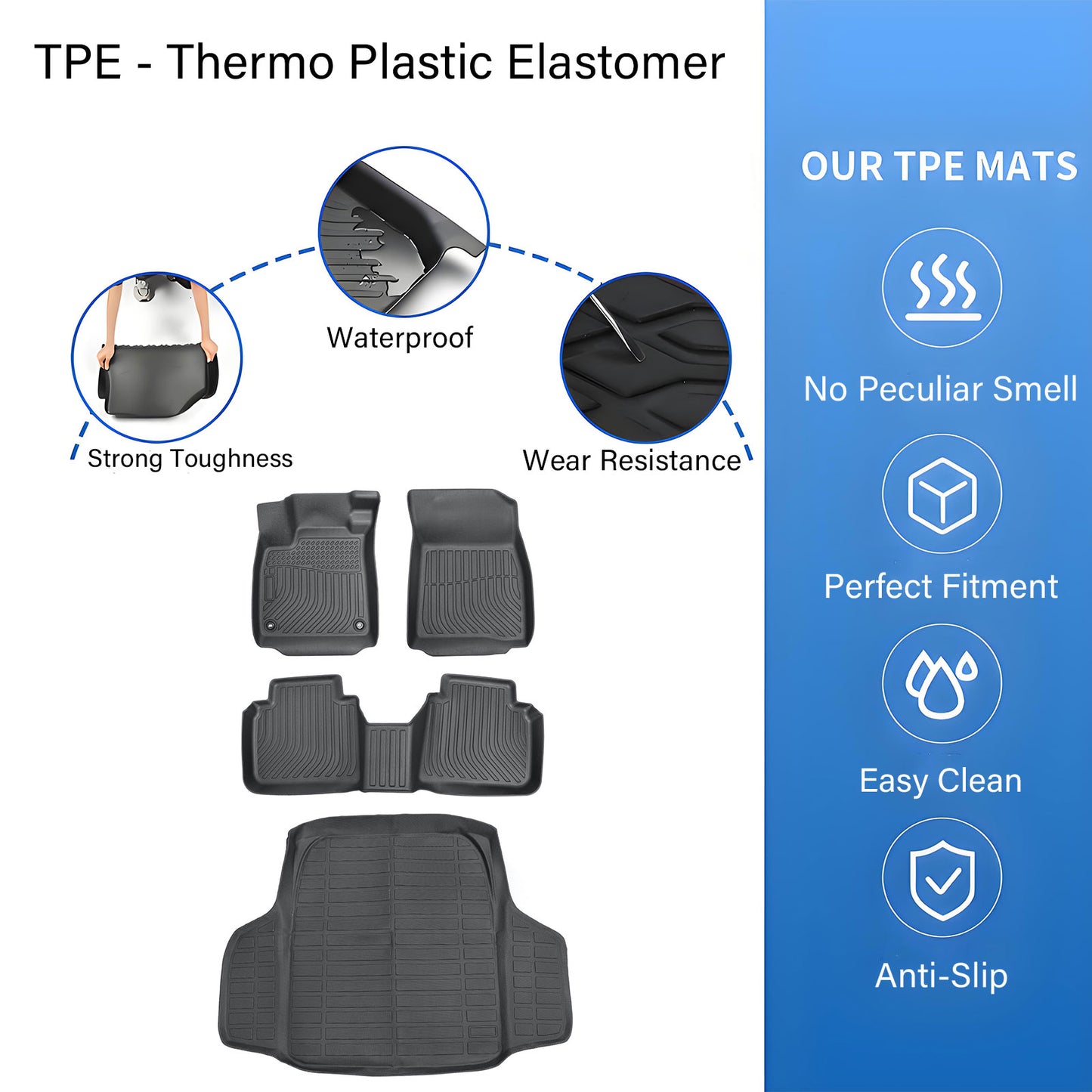 TPE Floor Mats Liners+Trunk Cargo Liner For 2023-2025 Honda Accord All Weather