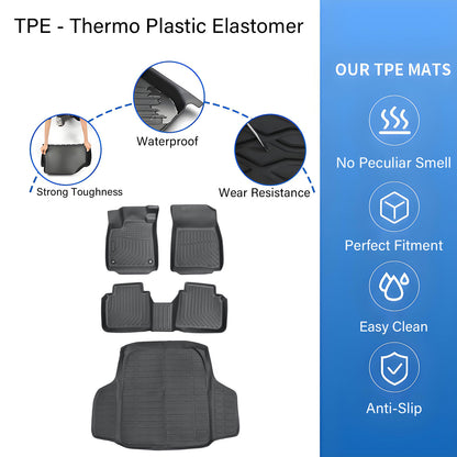 TPE Floor Mats Liners+Trunk Cargo Liner For 2023-2025 Honda Accord All Weather