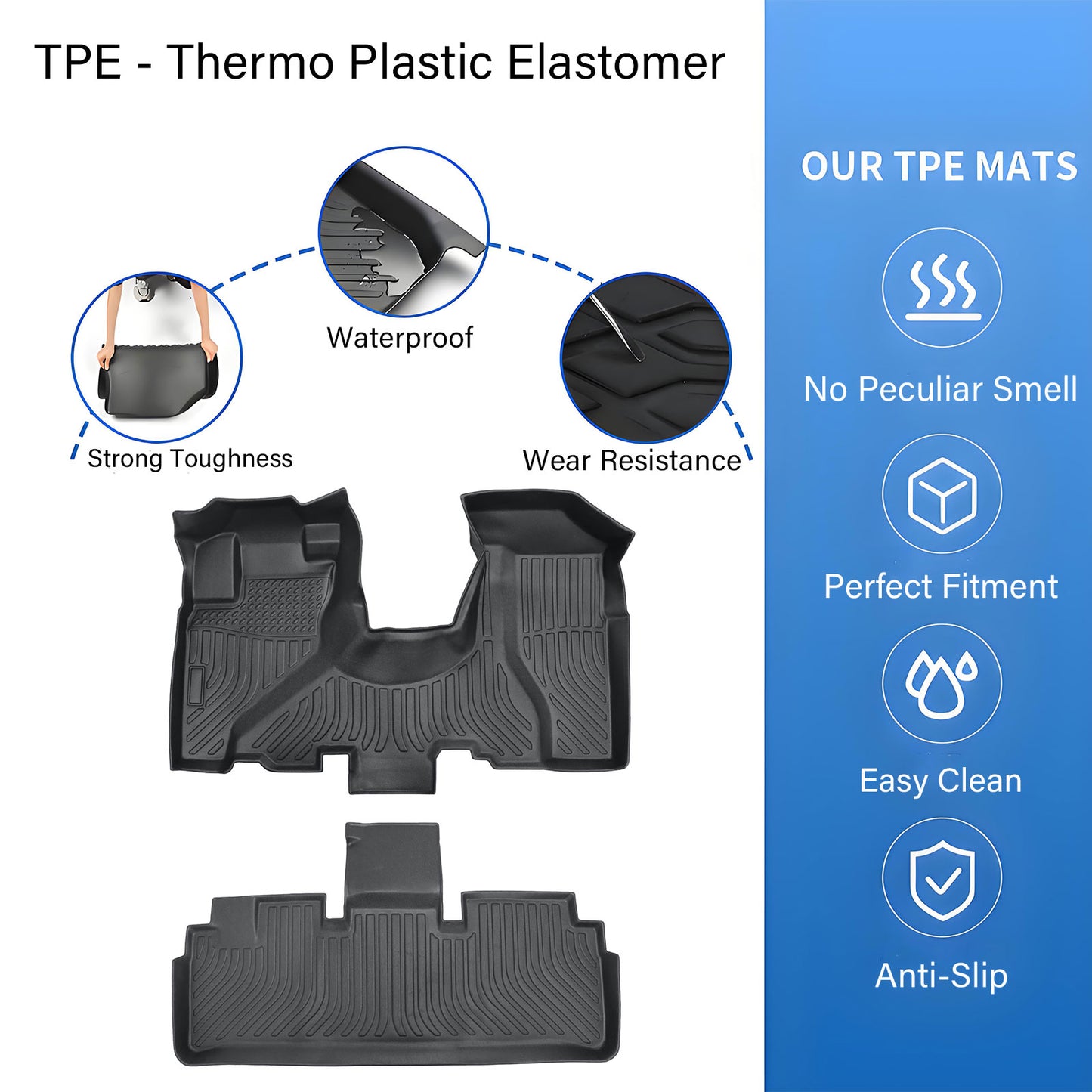 Floor Mats Liner For 2002-2006 Honda CR-V 4-Door Front-Rear All Weather TPE 2x
