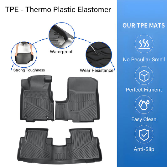 Floor Mats Liners TPE For 2007-2011 Honda CR-V 3D Model All-Weather Black NEW