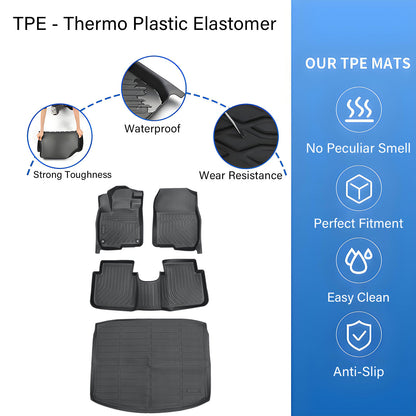 Floor Mats Trunk & Cargo Liners All Weather 3D TPE For 2017-2022 Honda CR-V CRV