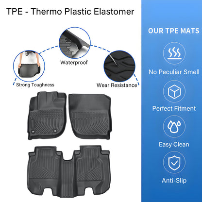 Floor Mats Liner For 2016-2022 Honda HR-V 4-Door Front-Rear All Weather TPE 3Pcs