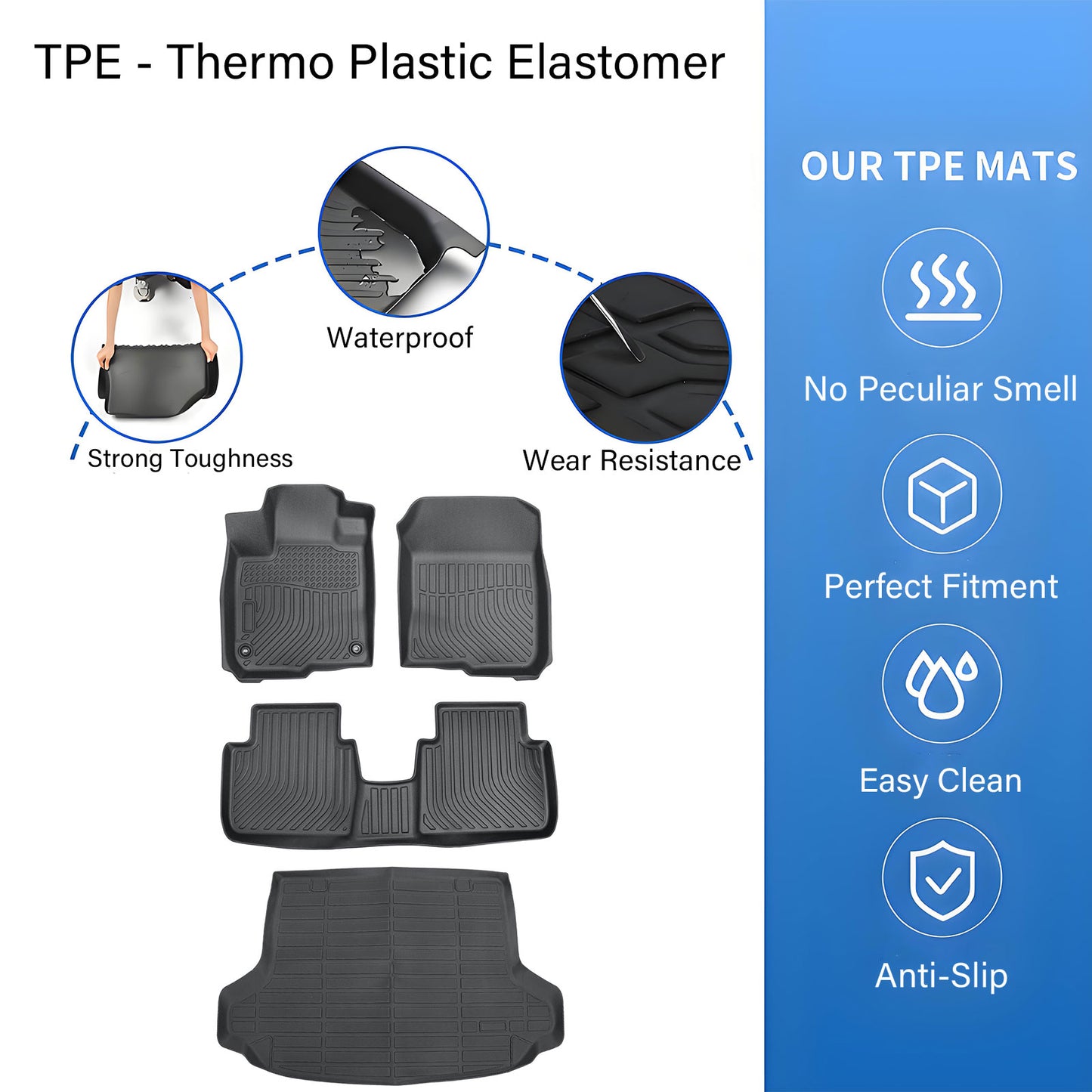 TPE Floor Mats & Trunk Cargo Liner For 2023-2025 Honda HR-V All Weather Full Set